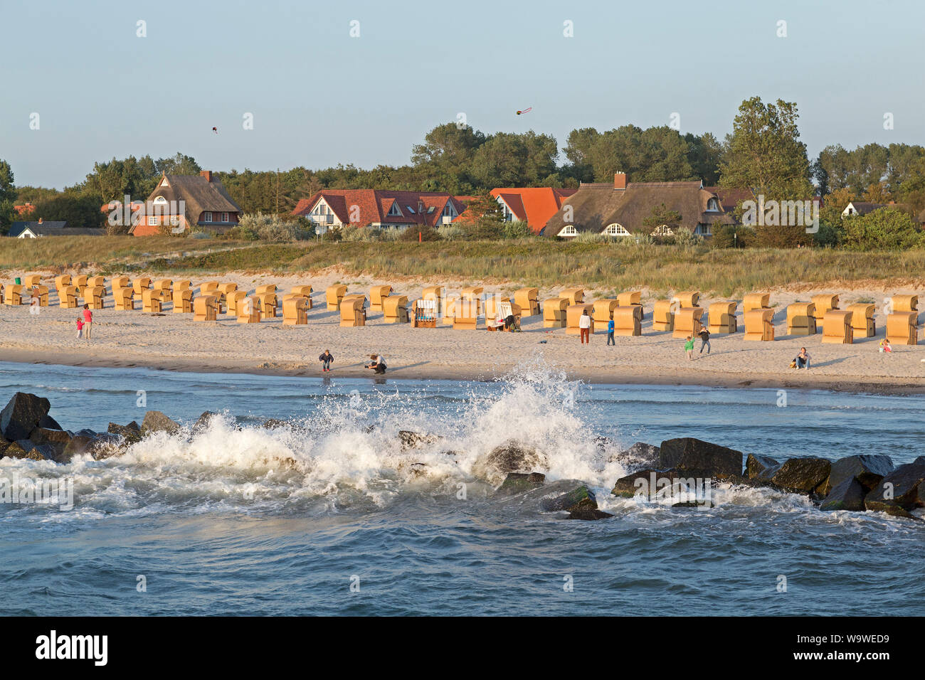 Les vagues à la plage de Wustrow, Schleswig-Holstein, Allemagne Banque D'Images