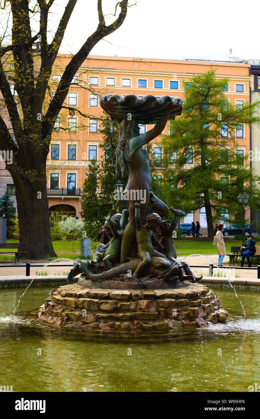 Nymphe de la fontaine de Riga, Riga Lettonie Banque D'Images