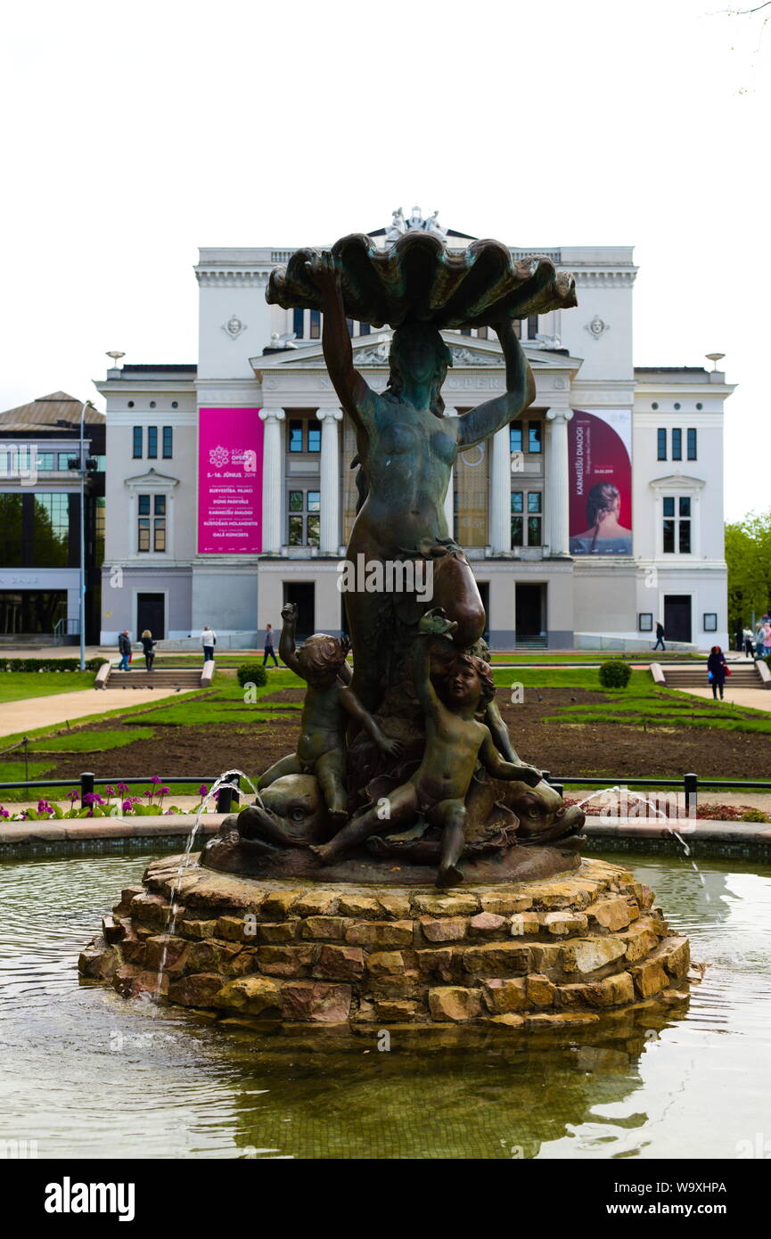 Nymphe de la fontaine de Riga, Riga Lettonie Banque D'Images