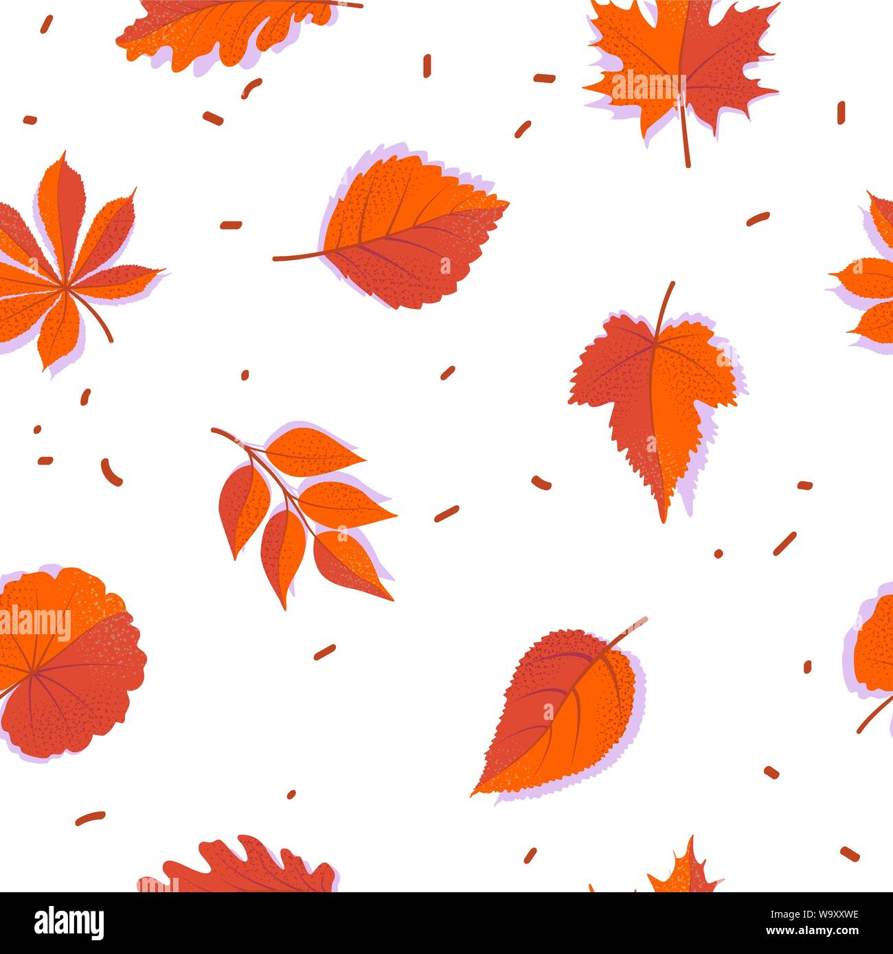 Forêt homogène avec motif feuilles d'automne. Télévision automne fond blanc. Vector wallpaper isolés. Illustration de Vecteur