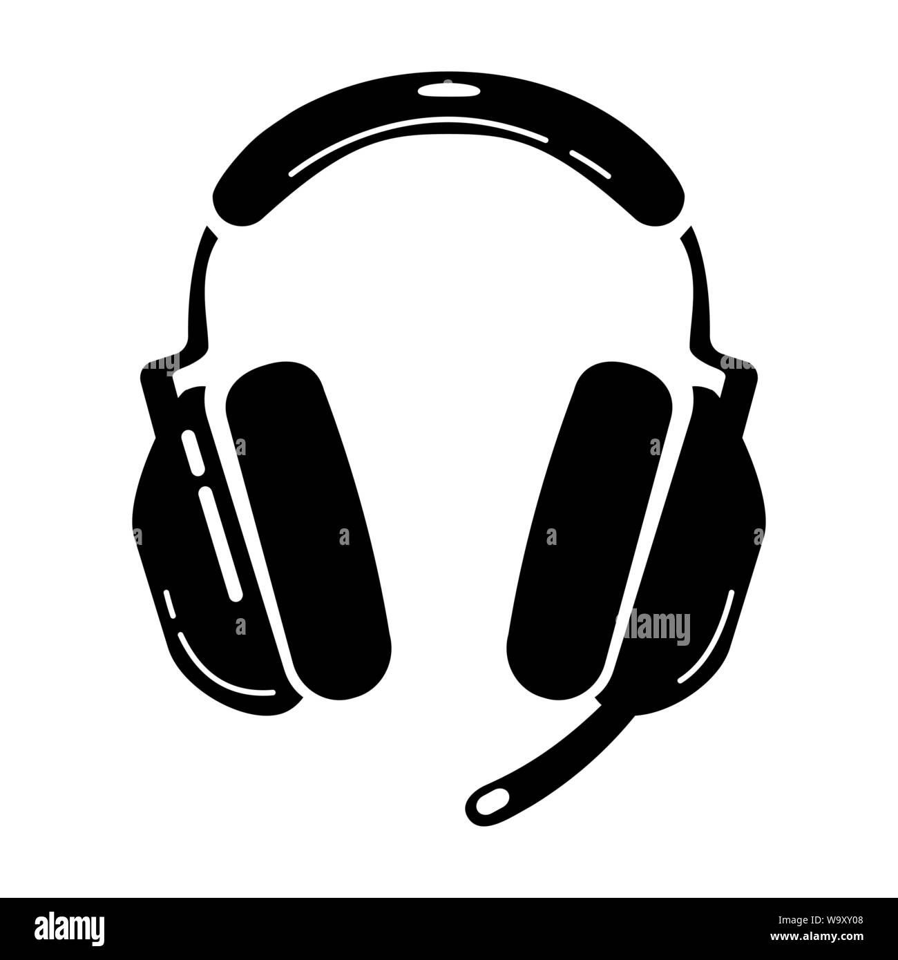 Icône glyphe casque de jeu. L'équipement de sports électroniques. Écouteurs avec microphone de l'ordinateur. Appareil de jeu. Symbole de Silhouette. L'espace négatif. Vector illustration isolé Illustration de Vecteur