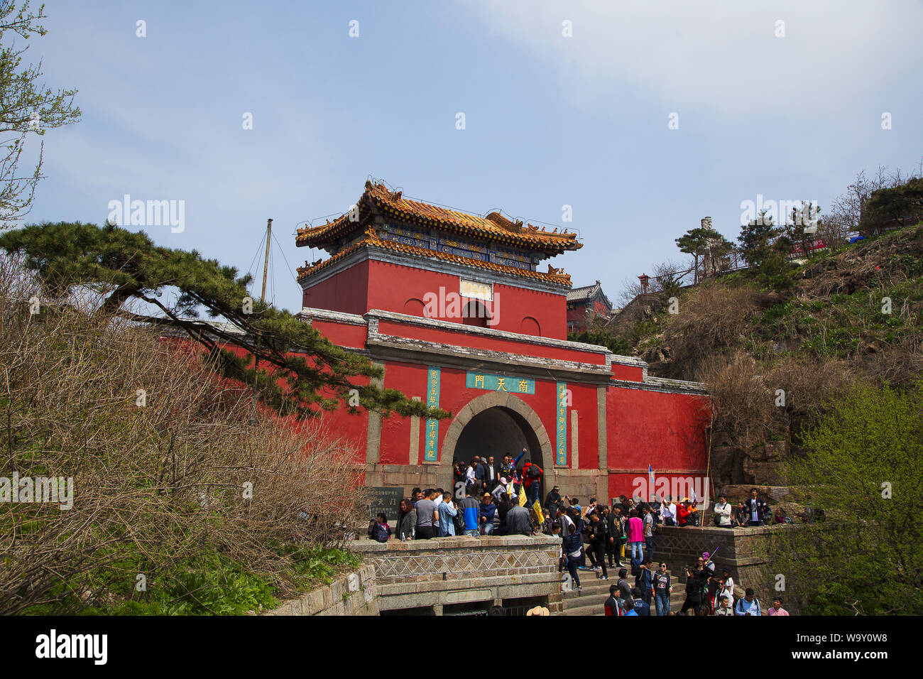 Paysage de printemps du Mont Tai Banque D'Images