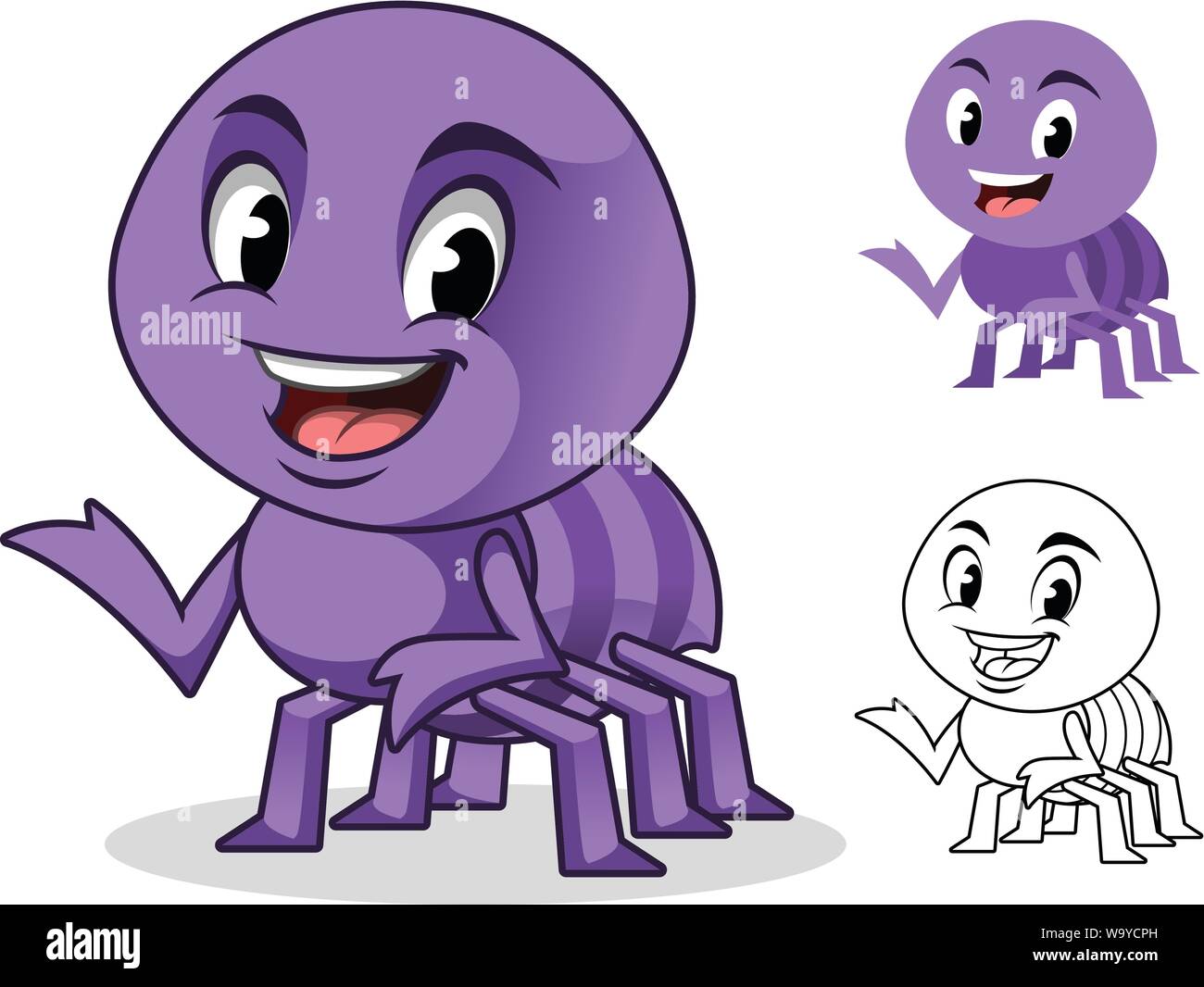 Spider adorable personnage de conception, dont une télévision et les Dessins Dessins, Illustration, dans des arrière-plan blanc. Illustration de Vecteur