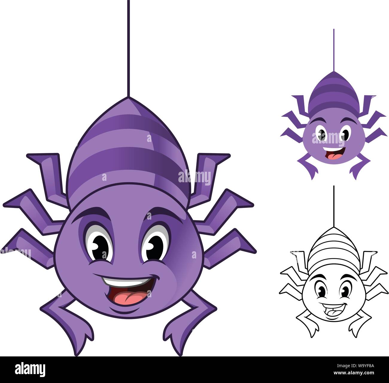 Spider adorable accroché sur le fil d'Araignée Personnage de conception, dont une télévision et les dessins de broderie, Vector Illustration. Illustration de Vecteur