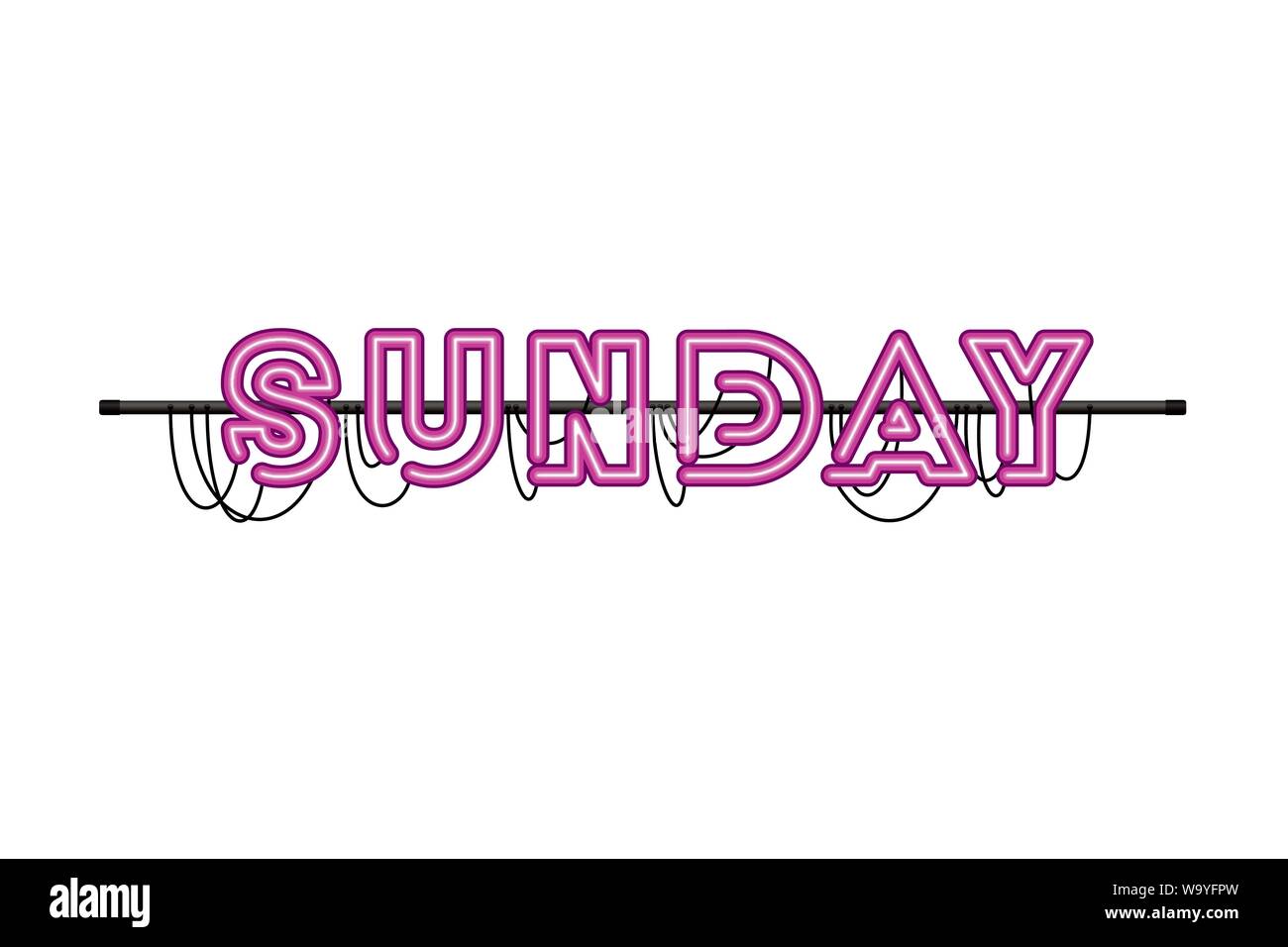 Label dimanche dans l'icône de lampe au néon Illustration de Vecteur