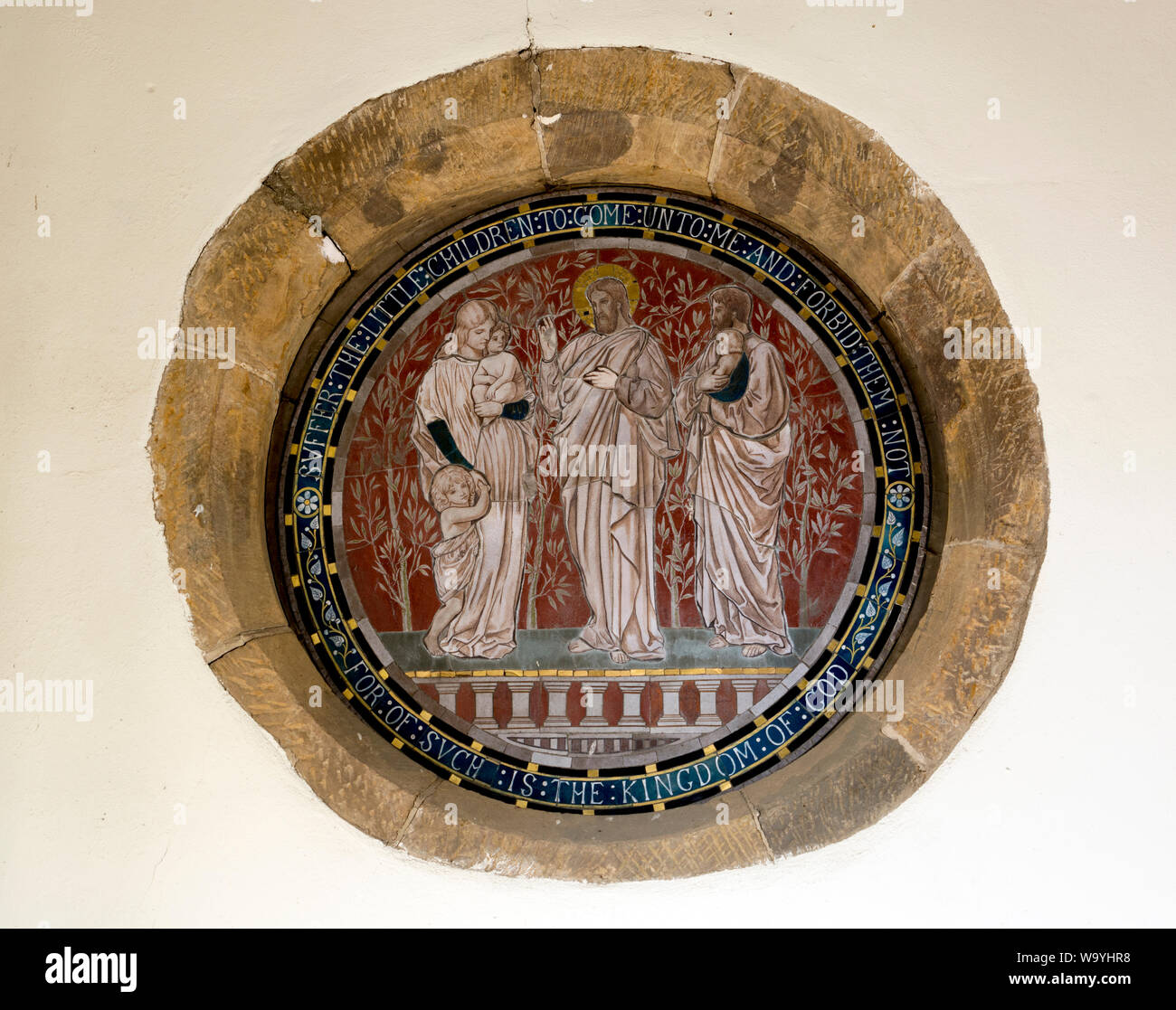 Un mur mosaïque dans l'église All Saints, Middleton Cheney, Northamptonshire, England, UK Banque D'Images
