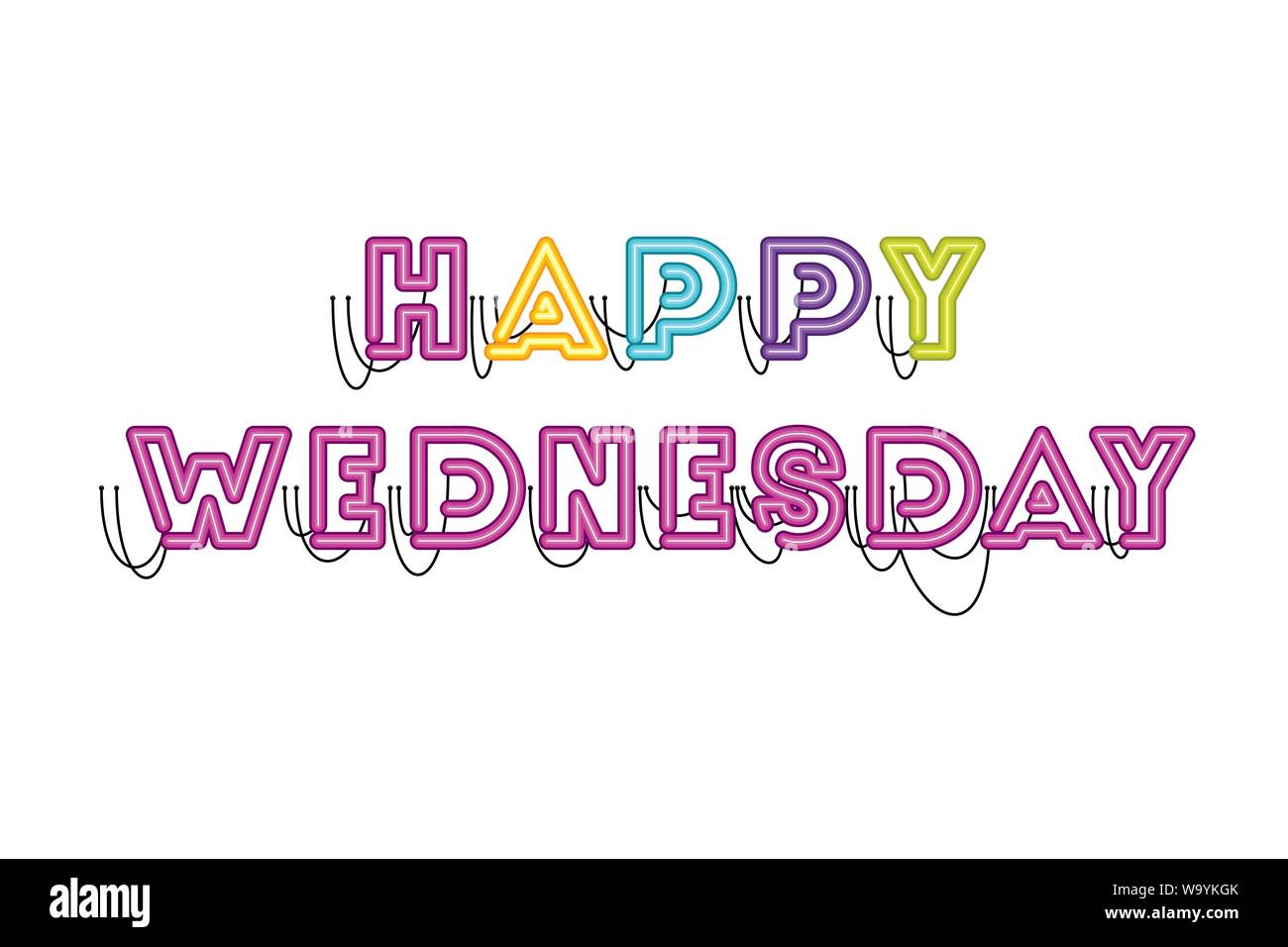 Happy mercredi dans l'étiquette neon light icon Illustration de Vecteur