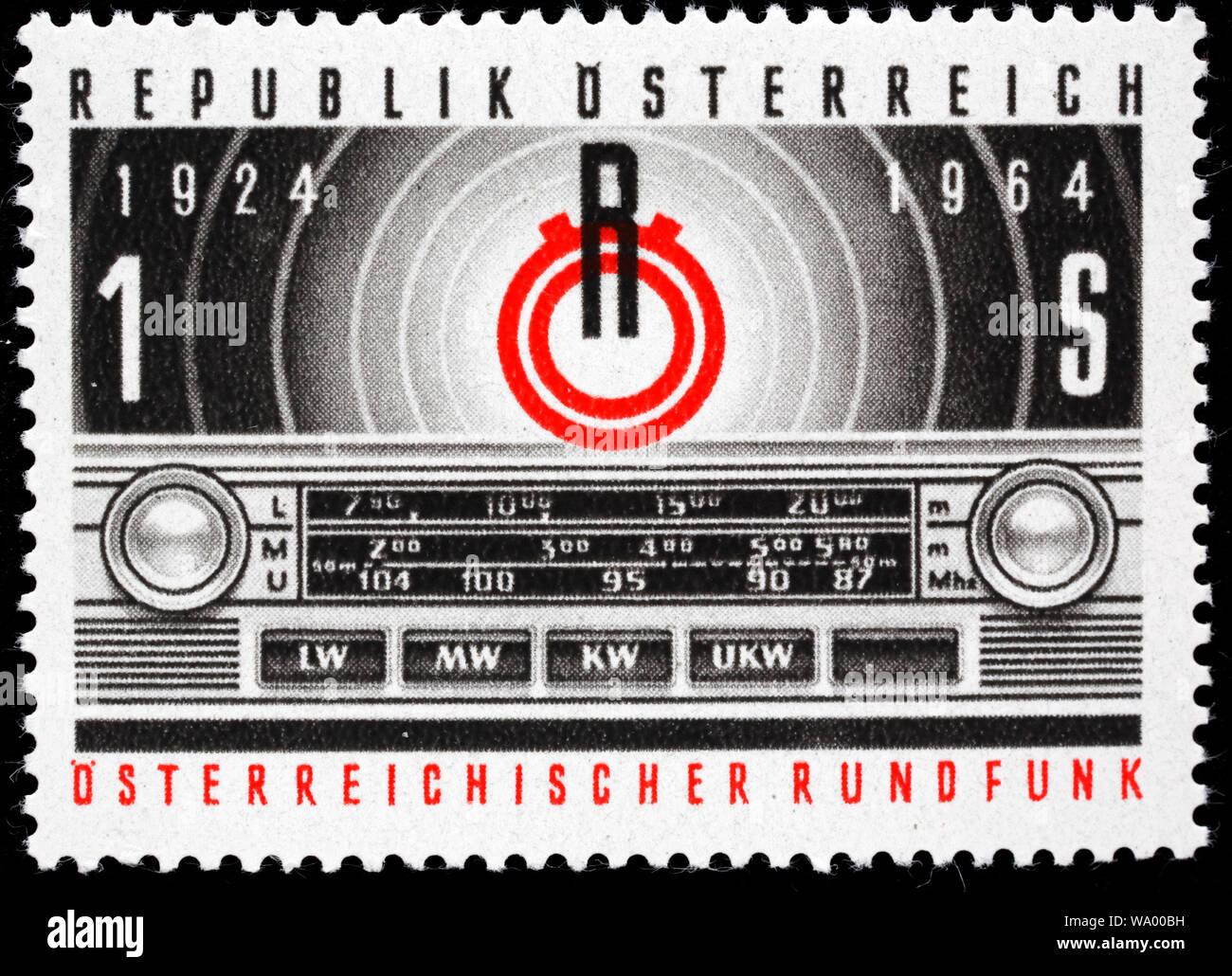 Austrian Broadcasting Company et Radio, timbre-poste, l'Autriche, 1964 Banque D'Images