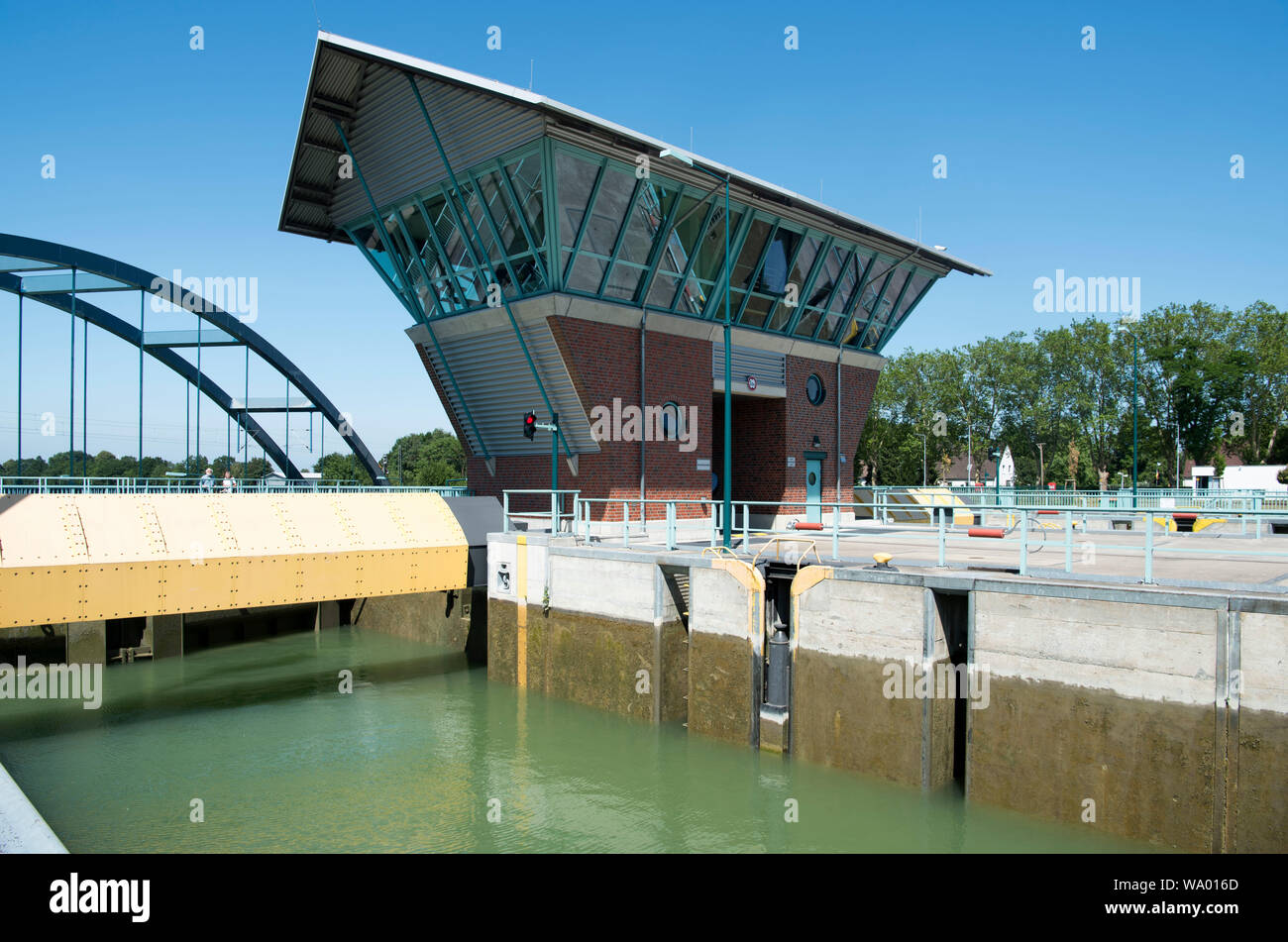 Deutschland, Münsterland, Münster, canal Dortmund-Ems-Kanal, Schleuse Münster Banque D'Images