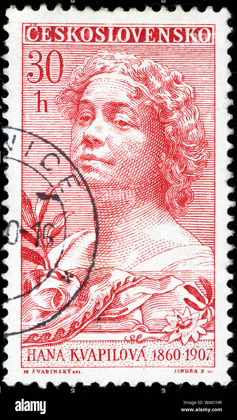 Hana Kvapilova (1860-1907), actrice tchèque, timbre-poste, la Tchécoslovaquie, 1960 Banque D'Images