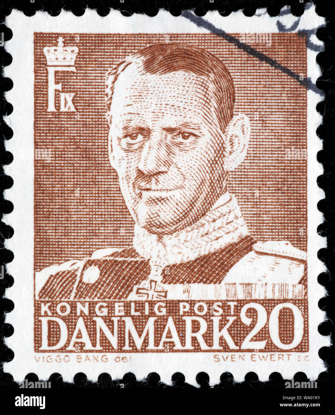 Frédéric IX, roi du Danemark et l'Islande (1947-1972), timbre-poste, Danemark, 1948 Banque D'Images