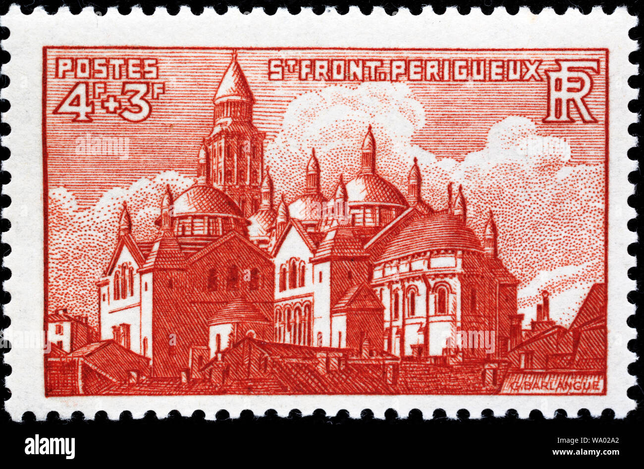 La Cathédrale Saint Front, Périgueux, timbre-poste, France, 1947 Banque D'Images
