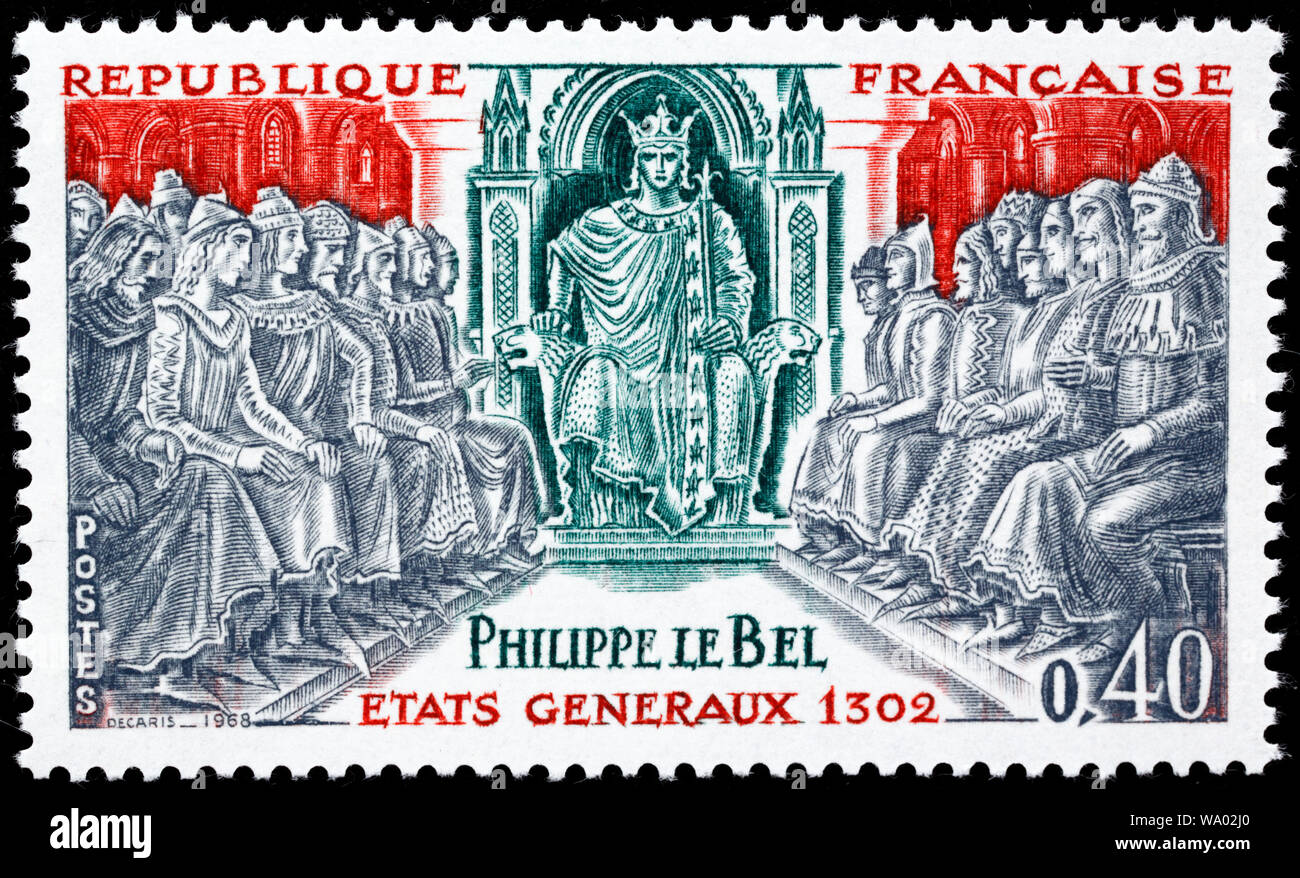 Philippe IV, Philippe le Bel (1268-1314), les Etats généraux de 1302, timbre-poste, France, 1968 Banque D'Images