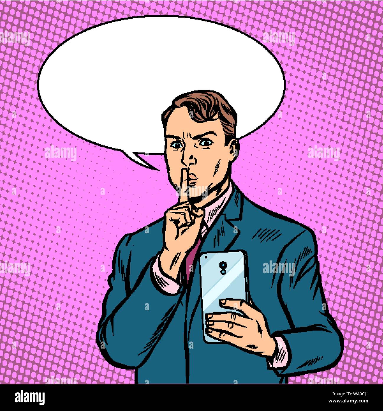 Homme sérieux prend des photos sur un smartphone Illustration de Vecteur