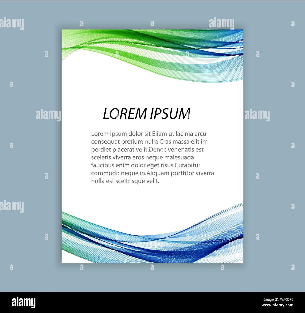 Couverture brochure Vector,modèle de rapport.bleu et vert transparent,lignes ondulées. Illustration de Vecteur