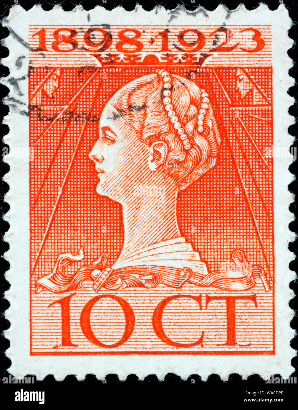 La Reine Wilhelmine des Pays-Bas (1890-1948), timbre-poste, Pays-Bas, 1923 Banque D'Images