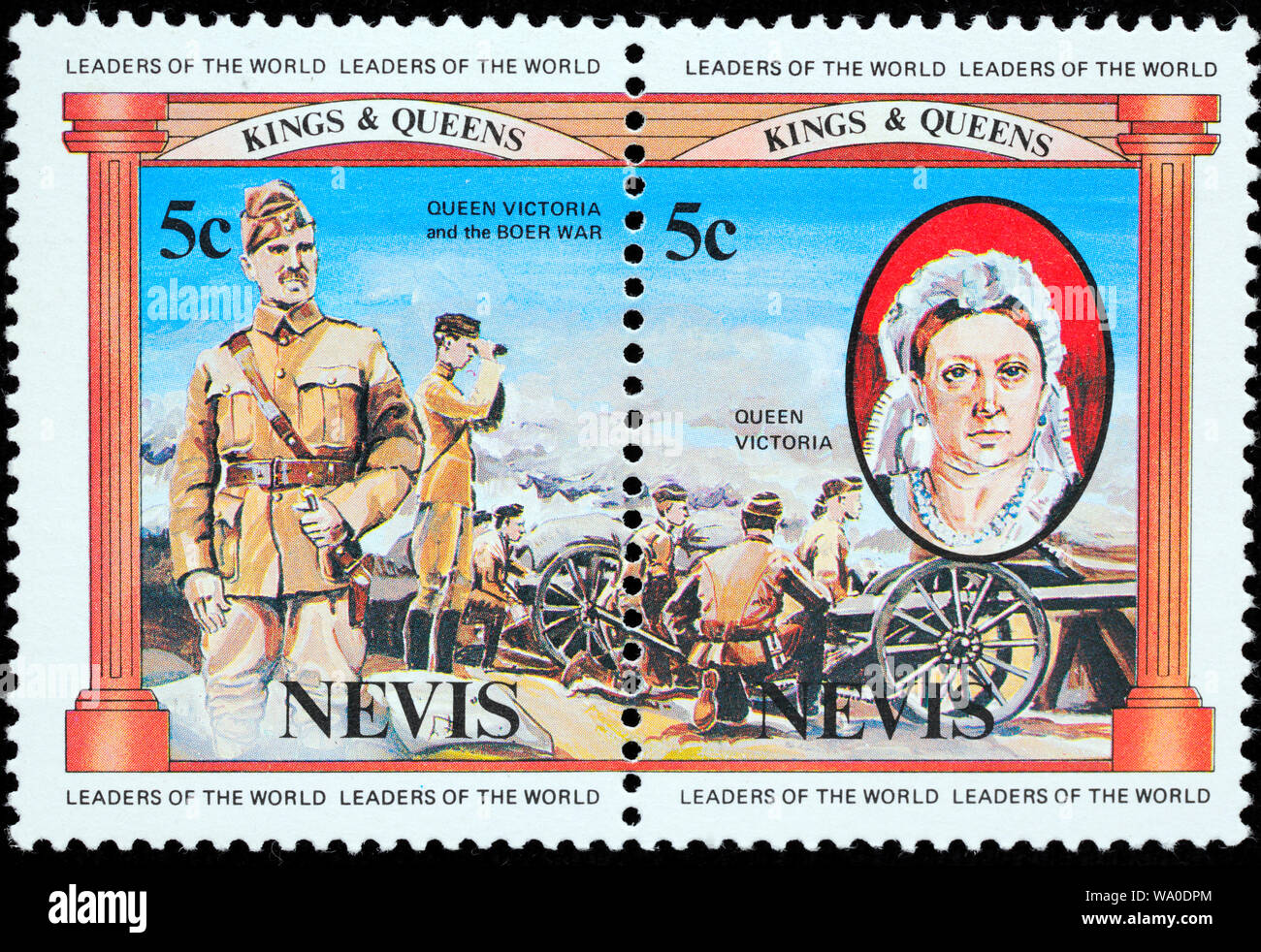 Guerre des Boers, la reine Victoria, timbre-poste, Nevis, 1984 Banque D'Images