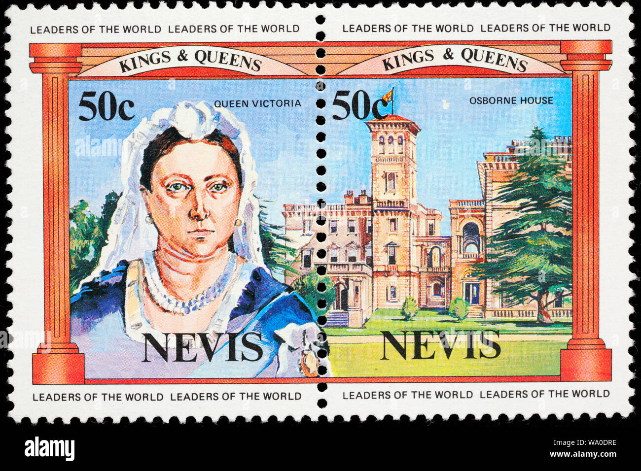 Osborne House, la reine Victoria, le timbre-poste, Nevis, 1984 Banque D'Images