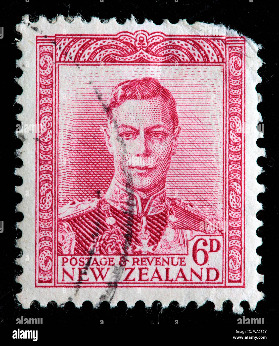 Le roi George VI (1936-1952), timbre-poste, Nouvelle-Zélande, 1947 Banque D'Images