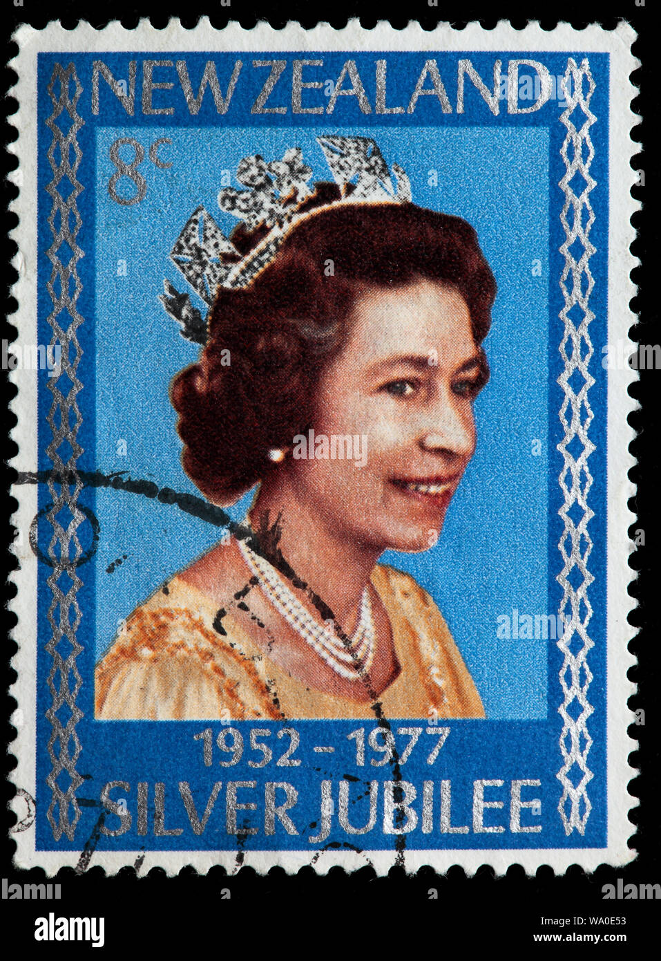 La reine Elizabeth II, timbre-poste, Nouvelle-Zélande, 1977 Banque D'Images