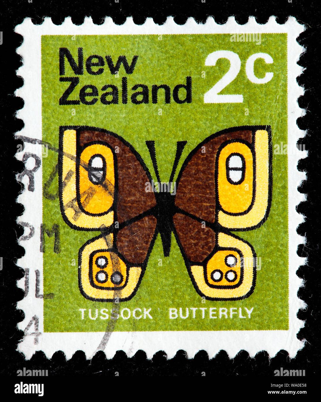 Le stipe commun, Argyropenga antipodum, timbre-poste, Nouvelle-Zélande, 1970 Banque D'Images