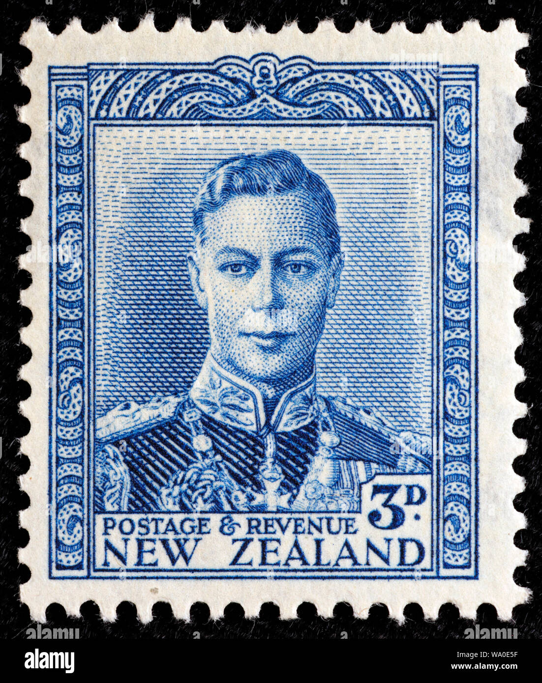 Le roi George VI (1936-1952), timbre-poste, Nouvelle-Zélande, 1941 Banque D'Images