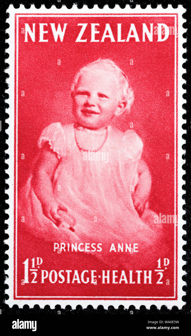La princesse Anne, timbre-poste, Nouvelle-Zélande, 1952 Banque D'Images