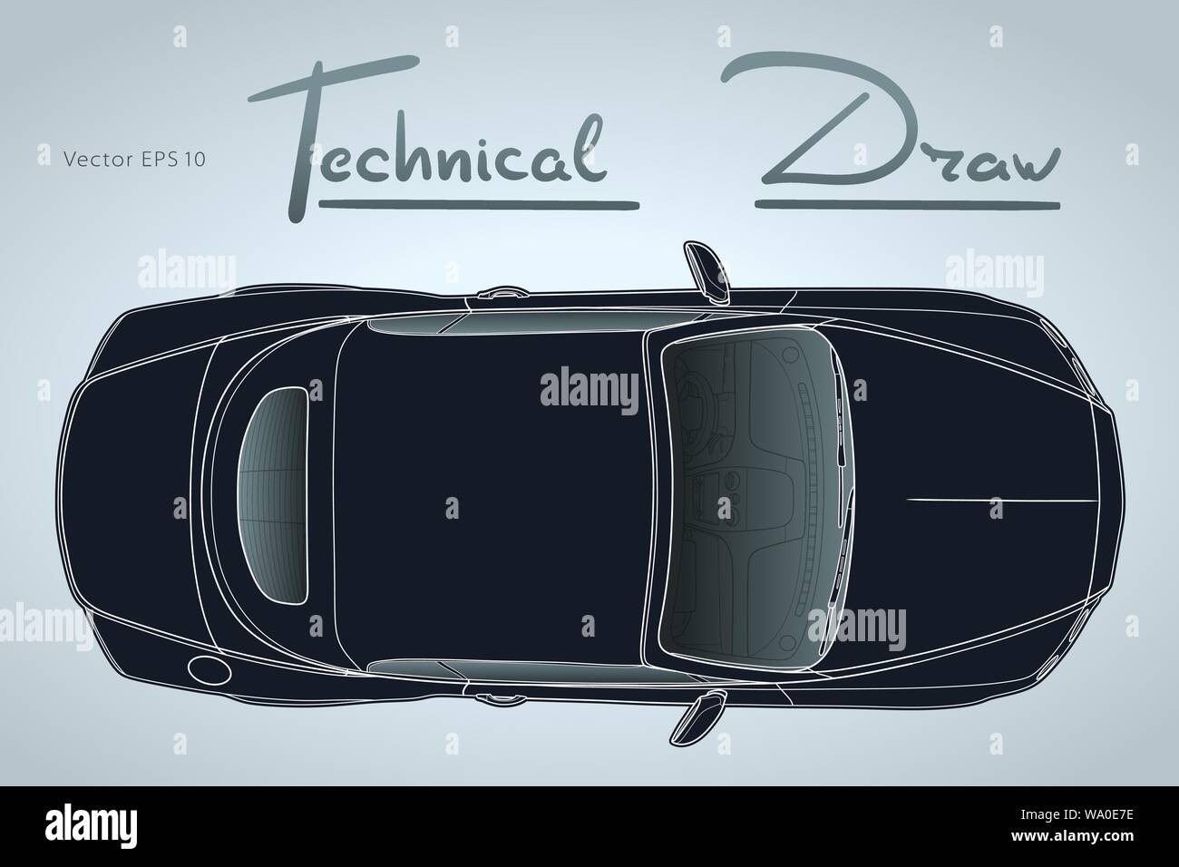 Voiture en vue de dessus. Modèle plat auto. Illustration de Vecteur