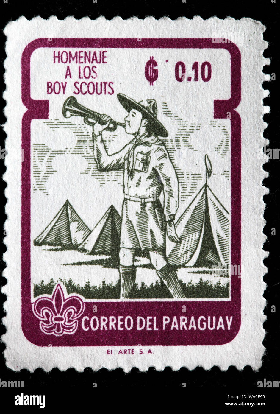 Boy Scouts, timbre-poste, Paraguay, 1962 Banque D'Images
