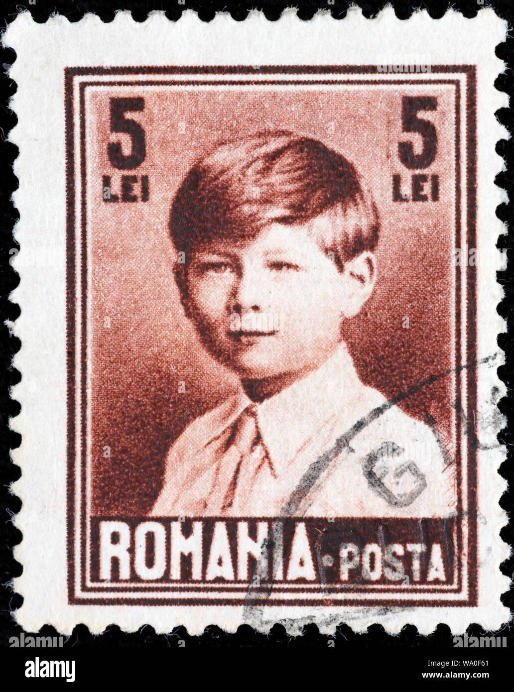 Michael (Mihai) I, Roi de France (1927-1930, 1940-1947), timbre-poste, Roumanie, 1928 Banque D'Images