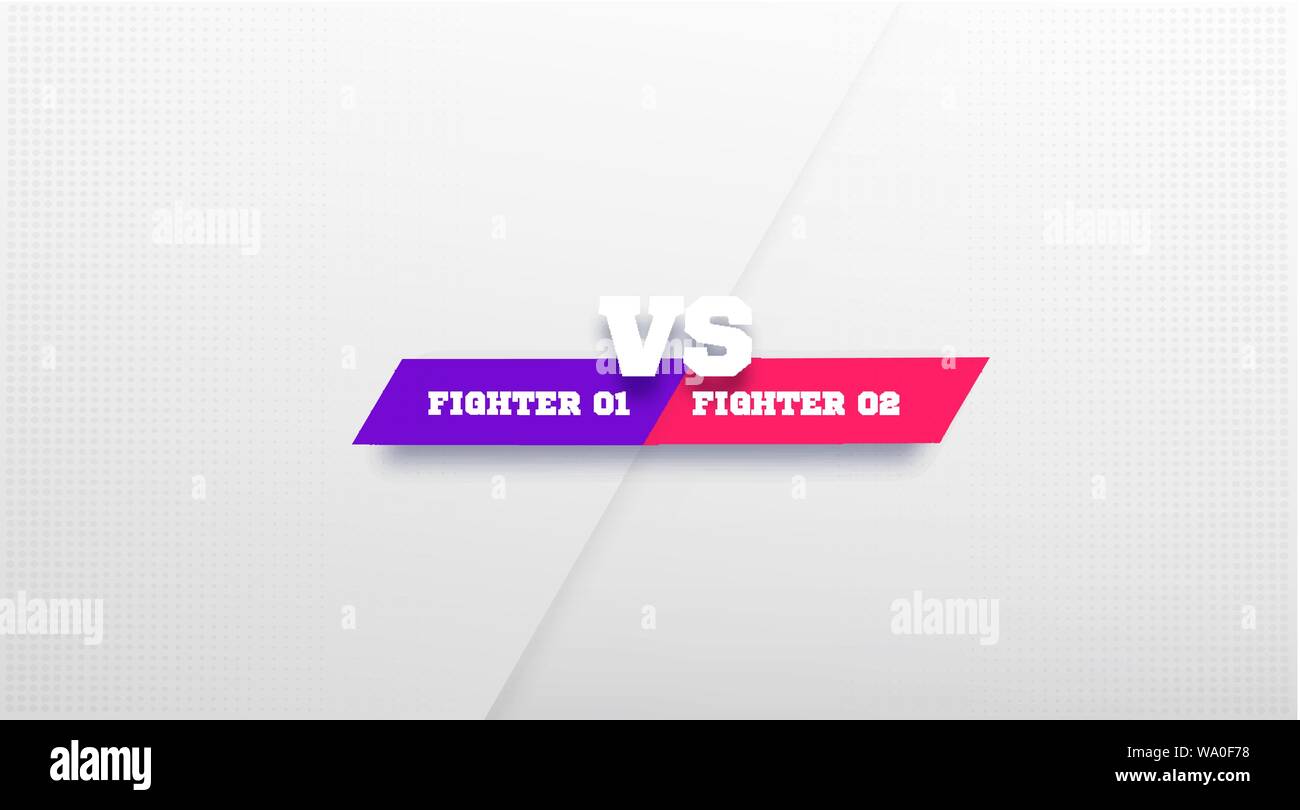 VS blanc Logo en fond gris. Par rapport au Conseil d'rivaux, avec l'espace pour le texte. vector illustration. Les couleurs rose et violet bannière football vs. Illustration de Vecteur