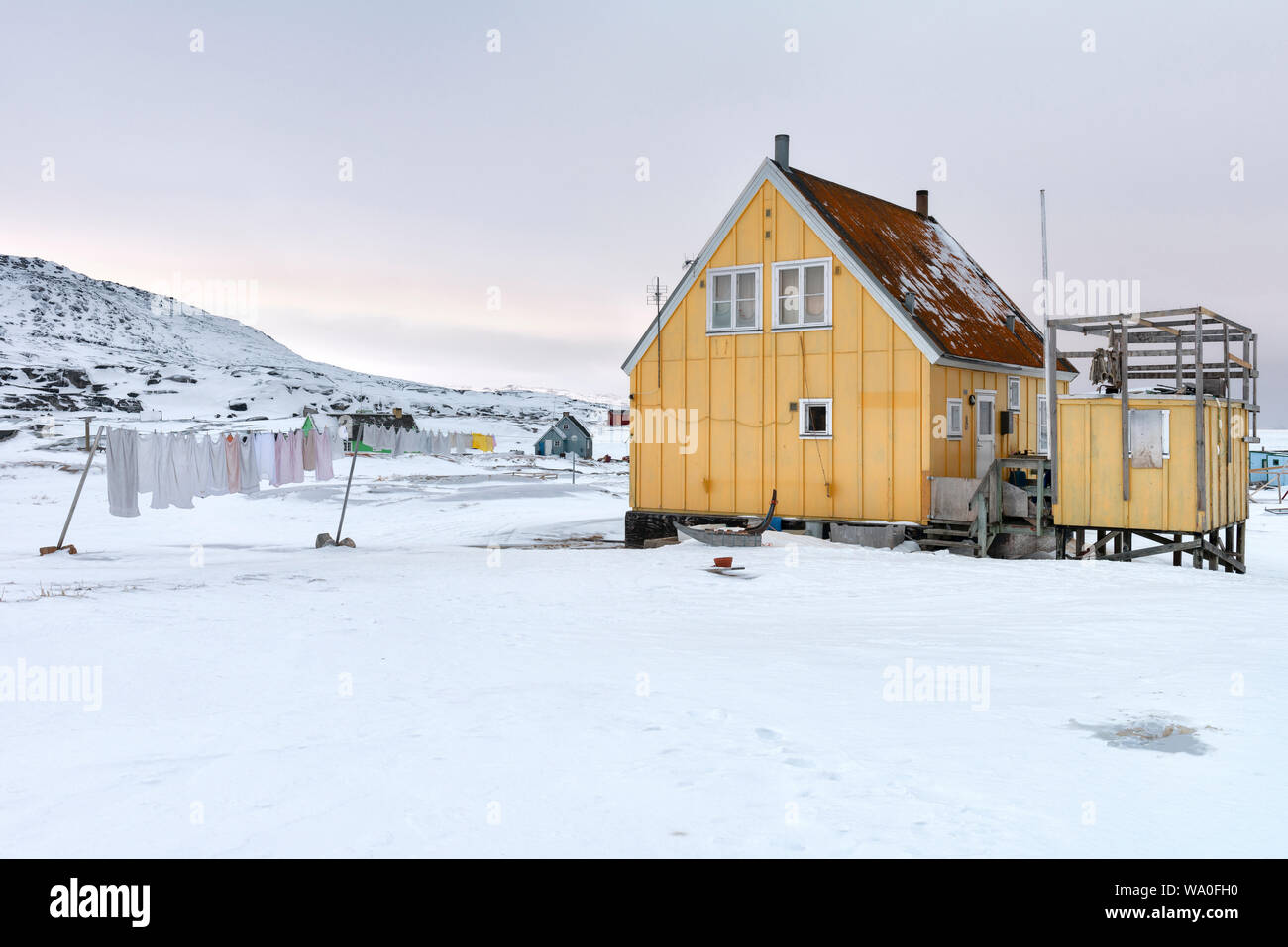 Une maison du chasseur dans l'ouest du Groenland, Rodebay Banque D'Images
