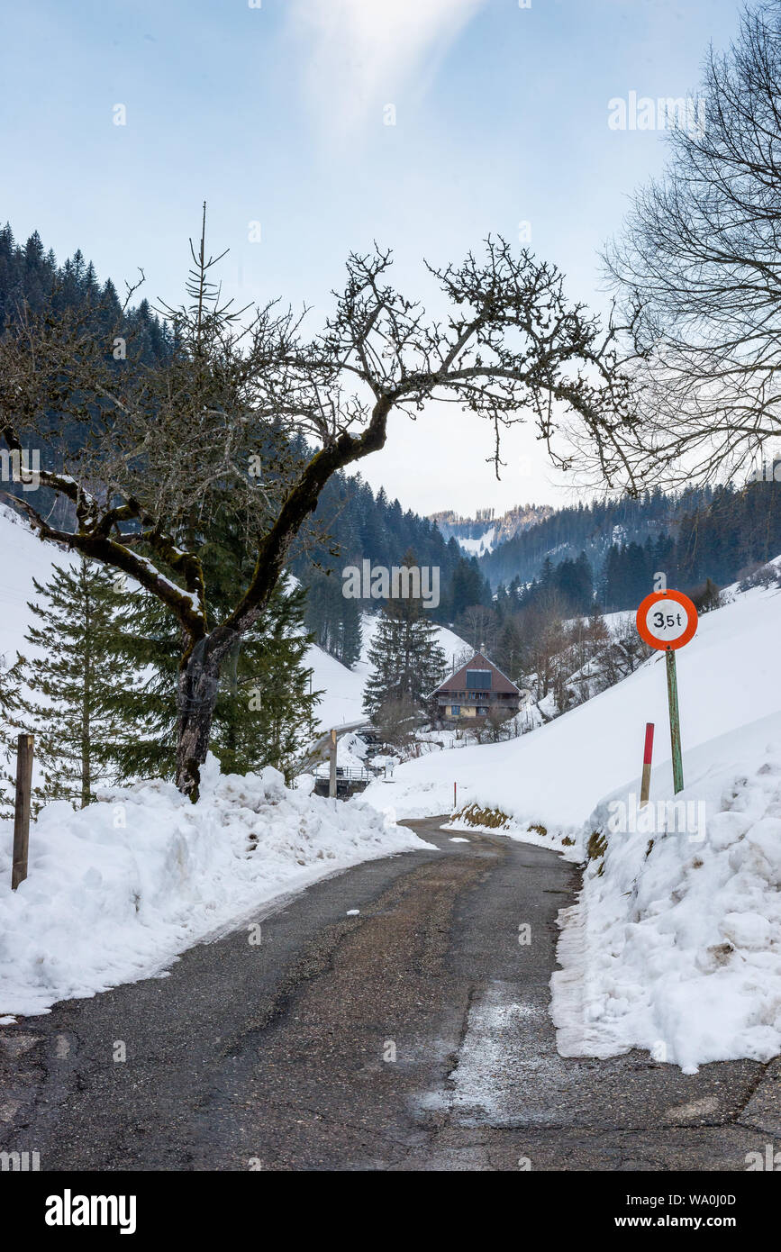 En hiver Trub Dorf im Emmental tiefverschneiten Banque D'Images