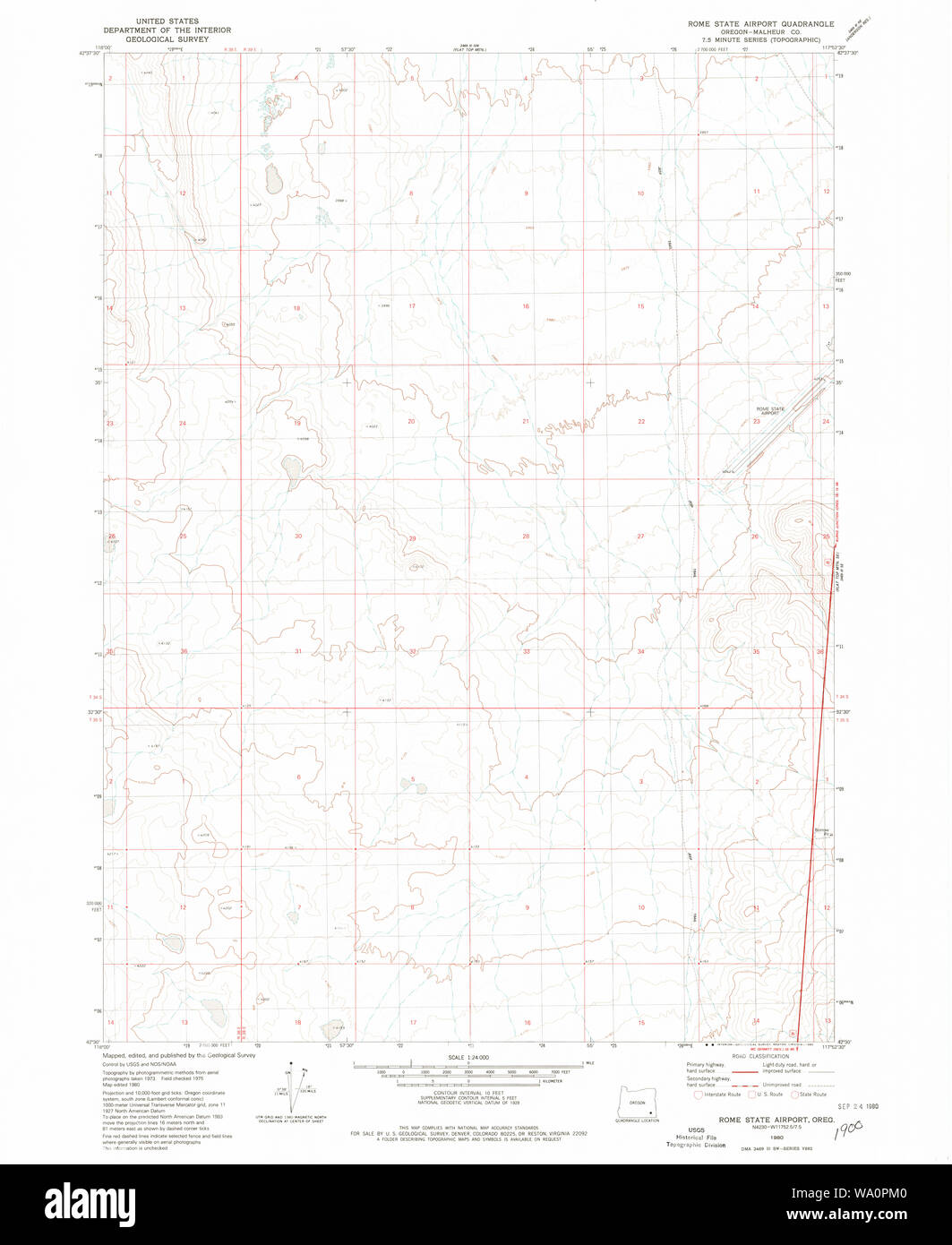 Carte de l'USGS Topo Oregon State Airport Rome Restauration 281308198024000 Banque D'Images