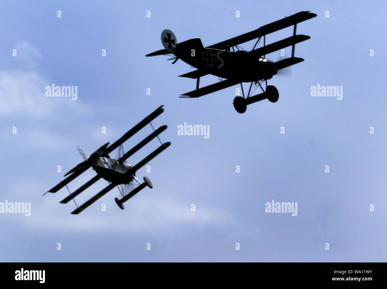 Le Fokker Dr.I, (réplique) souvent connu simplement comme le Fokker Triplane, était un avion de chasse de la Première Guerre mondiale construit par Fokker-Flugzeugwerke. Banque D'Images