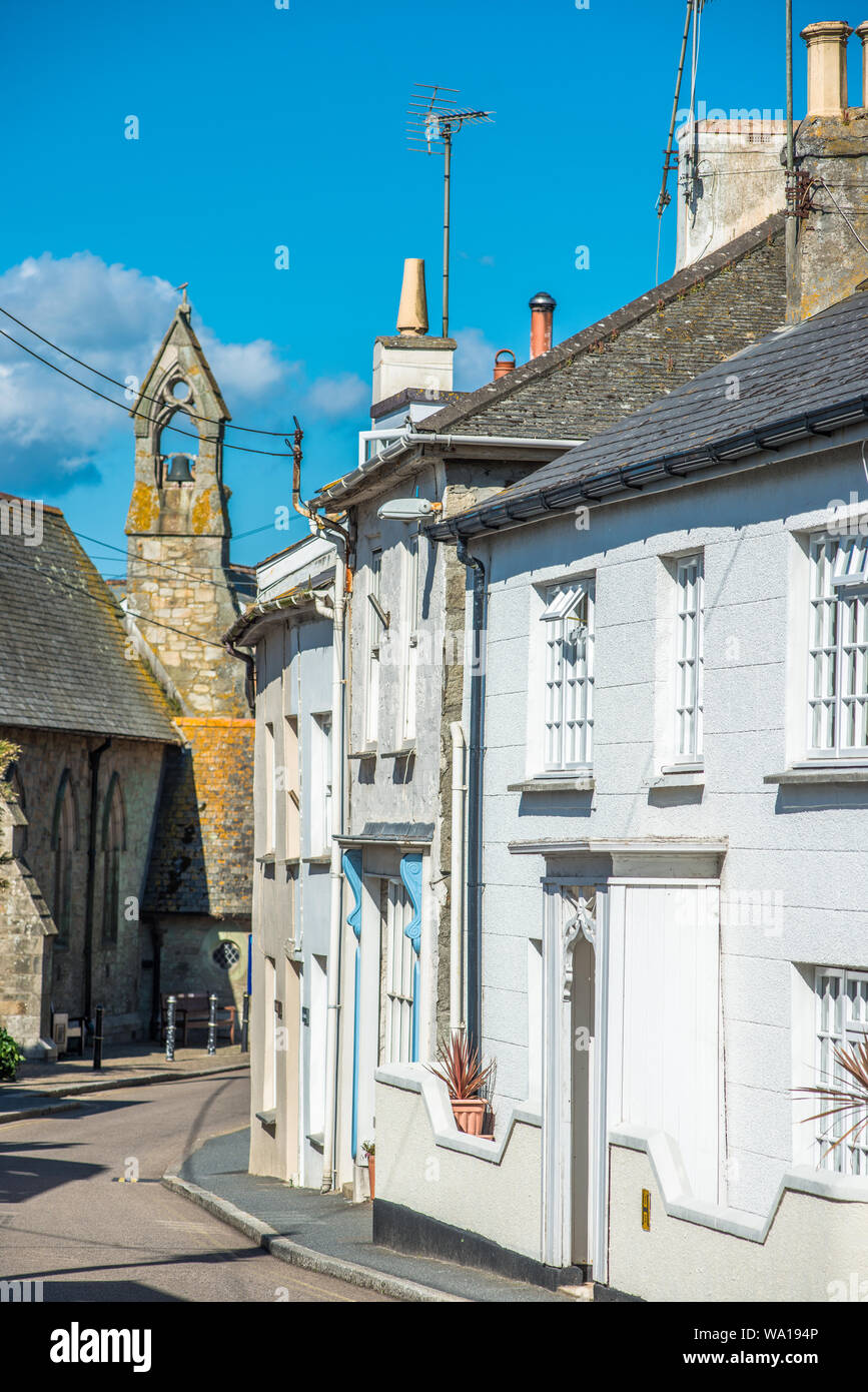 Le village de caractère de Marazion (St Michael's Mount), Cornwall, England, UK. Banque D'Images