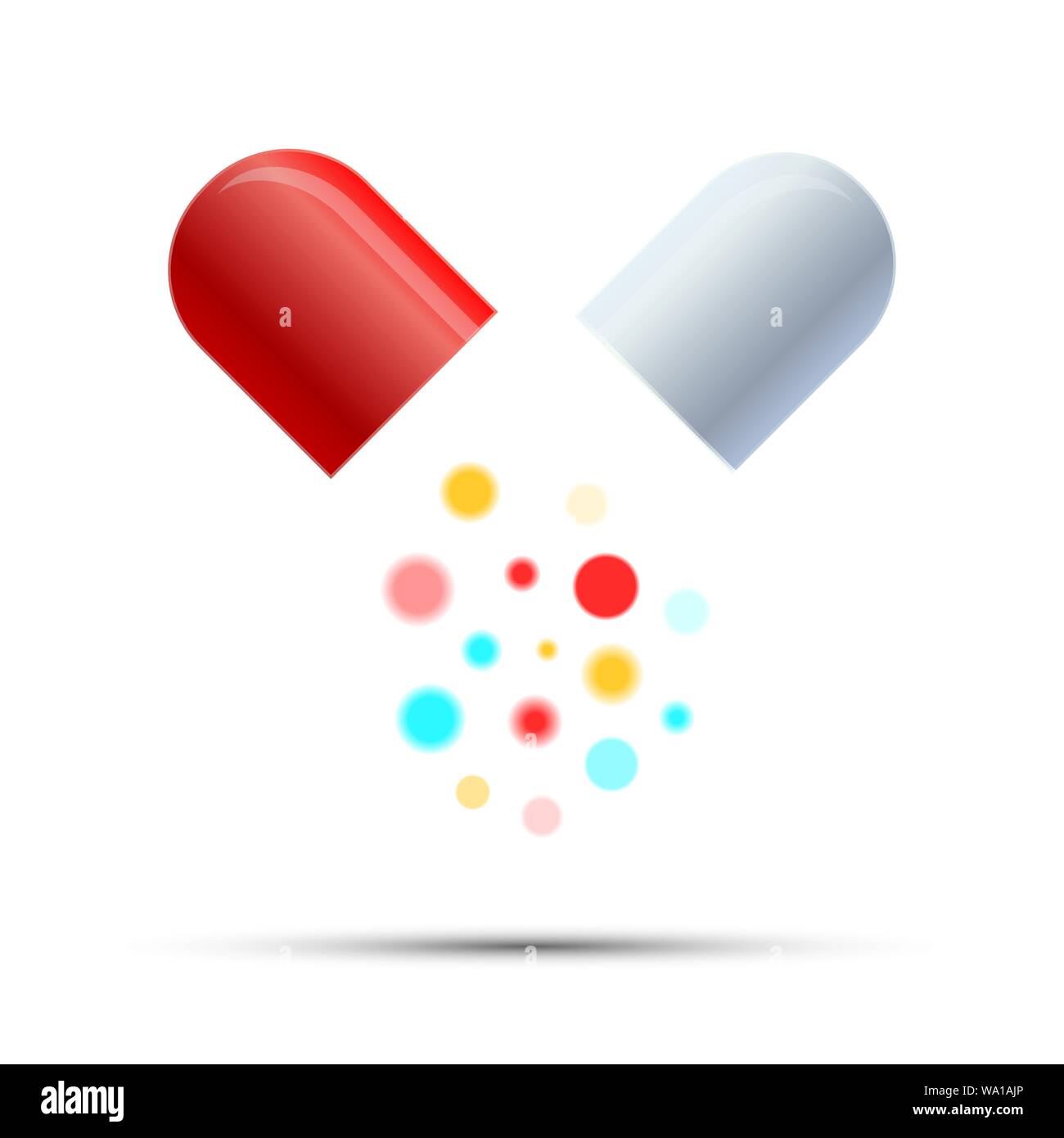 Open Medicine comprimé avec des composants actifs isolated on white Illustration de Vecteur
