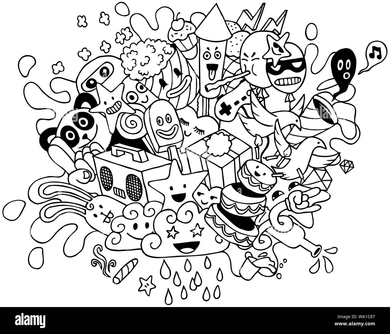 Doodle Art Ligne parti Illustration de Vecteur