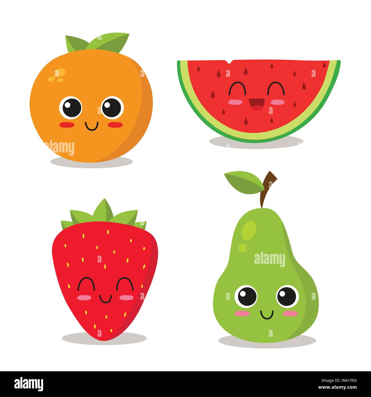 Mignon et drôle jeu de fruits. Vector illustration Illustration de Vecteur