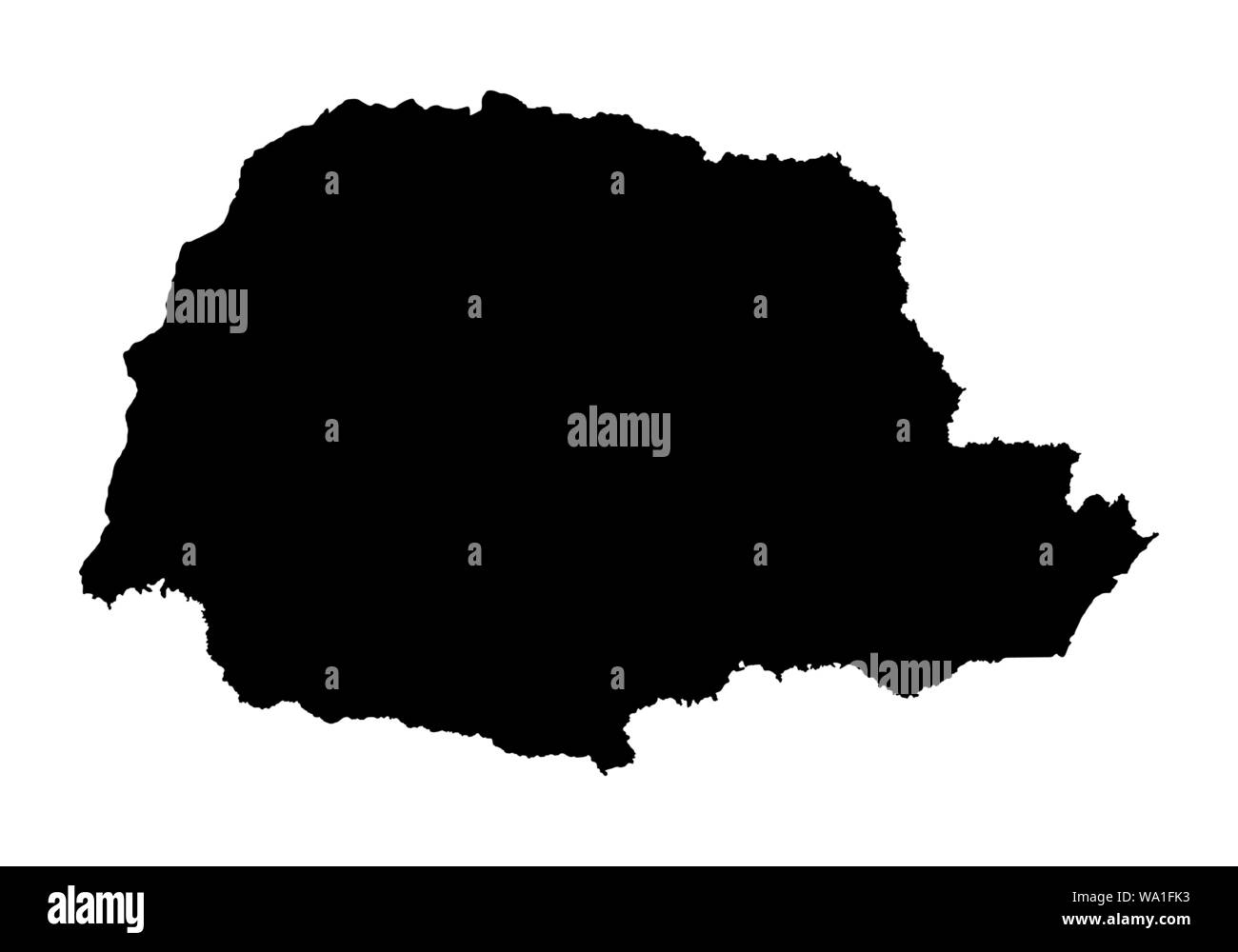 Silhouette l'Etat du Parana site isolé sur fond blanc, Brésil Illustration de Vecteur