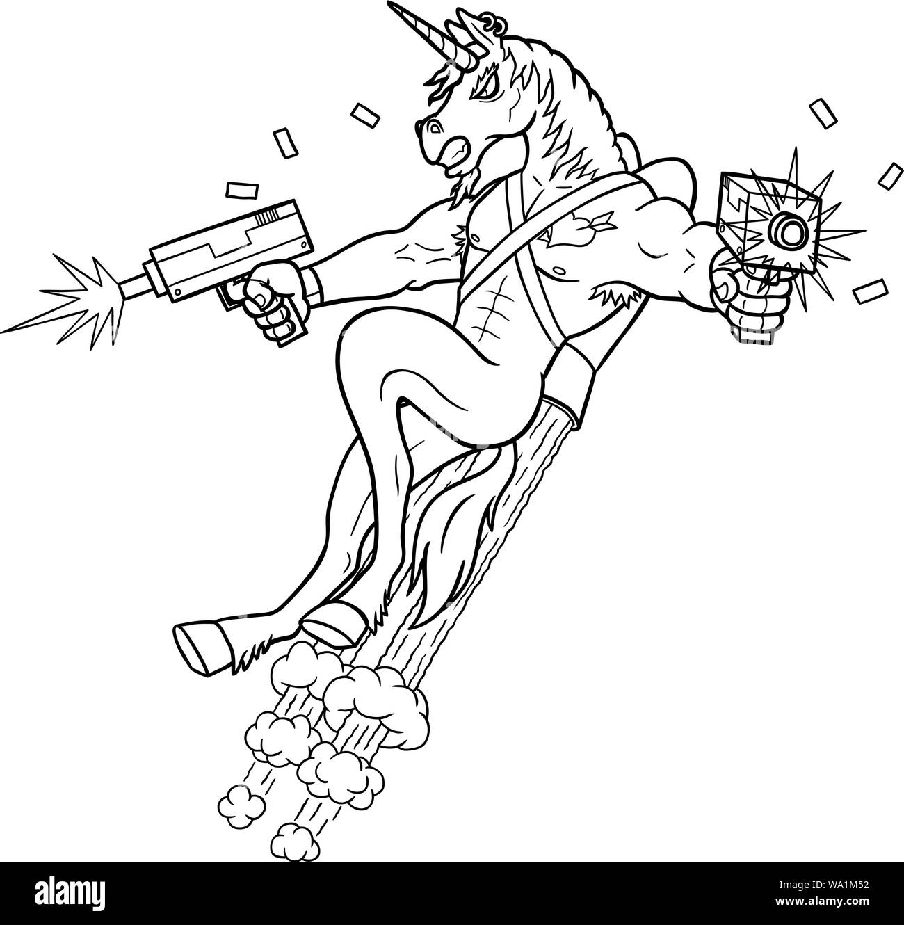 Licorne Killer Art Ligne Illustration de Vecteur