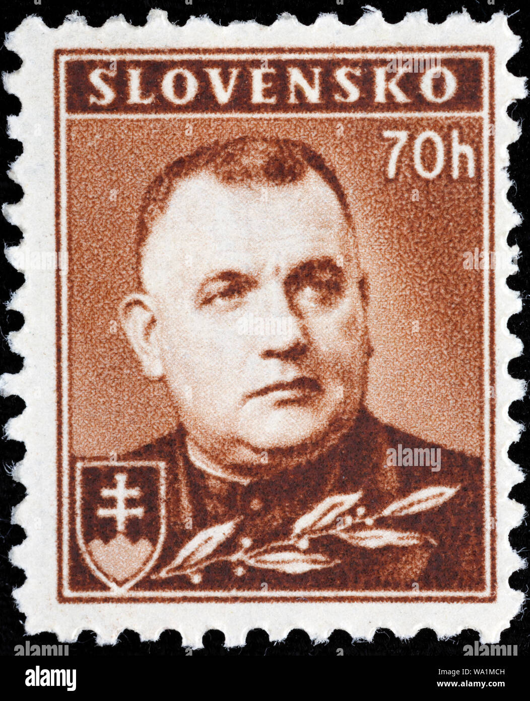 Jozef Tiso (1887-1947), Président de la République slovaque indépendante, timbre-poste, République slovaque, 1942 Banque D'Images