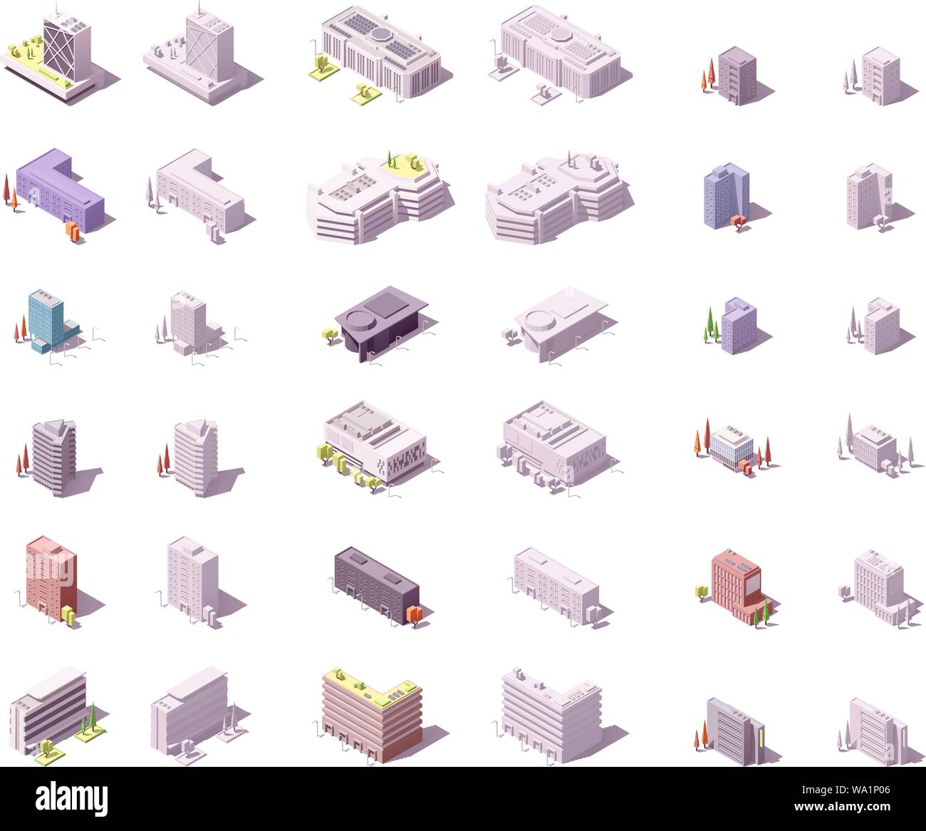 Bâtiments ville isométrique vectoriel Illustration de Vecteur