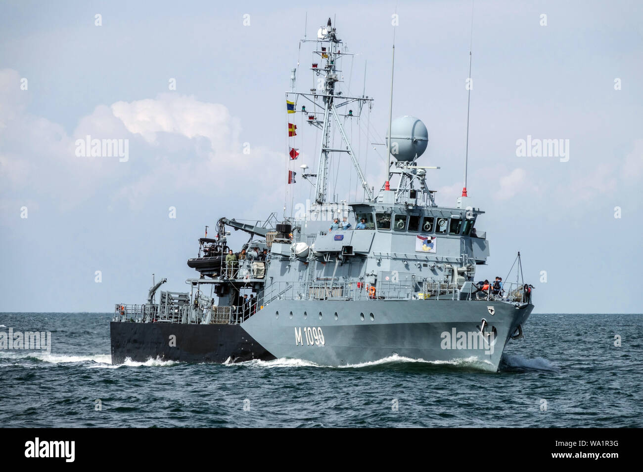Marine Allemande, Minesweeper Pegnitz M 1090, Mer Baltique Rostock Allemagne Marine Allemande Banque D'Images
