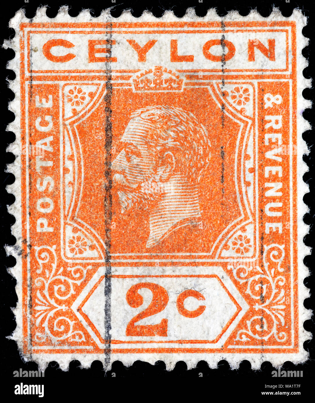 Le roi George V du Royaume-Uni (1910-1936), timbre-poste, Ceylan, 1911 Banque D'Images