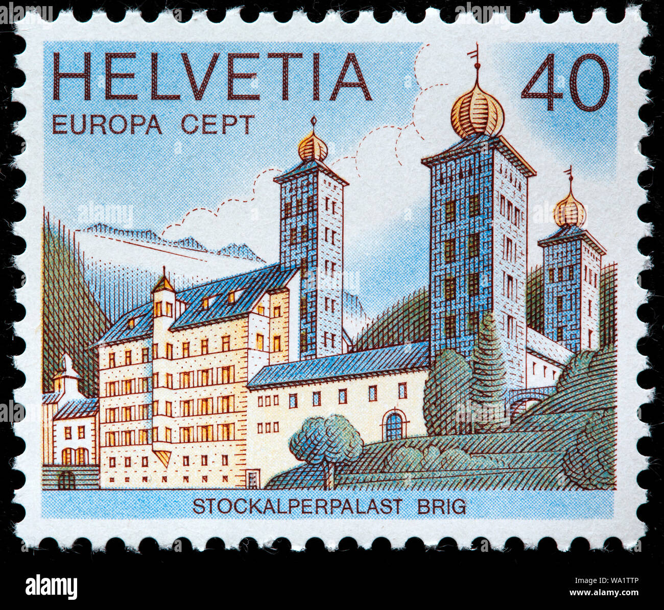 , Stockalperpalast Stockalperpalast, Brig, Valais, timbre-poste, Suisse, 1978 Banque D'Images