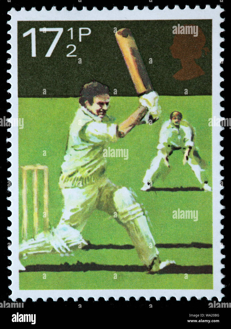 Le cricket, le timbre-poste, UK, 1980 Banque D'Images