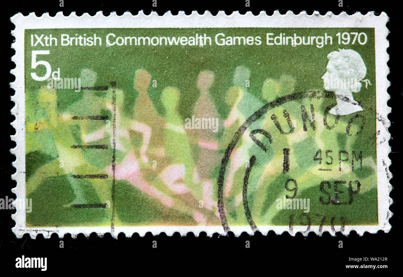 En cours d'exécution, des Jeux du Commonwealth britannique, Édimbourg, timbre-poste, UK, 1970 Banque D'Images