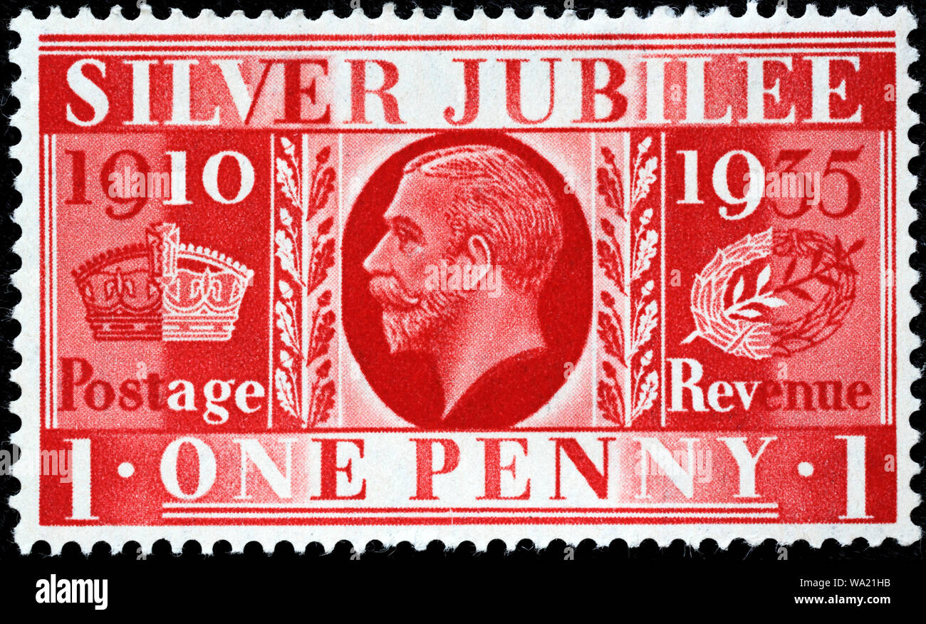 Jubilé d'argent du roi George V, timbre-poste, UK, 1935 Banque D'Images