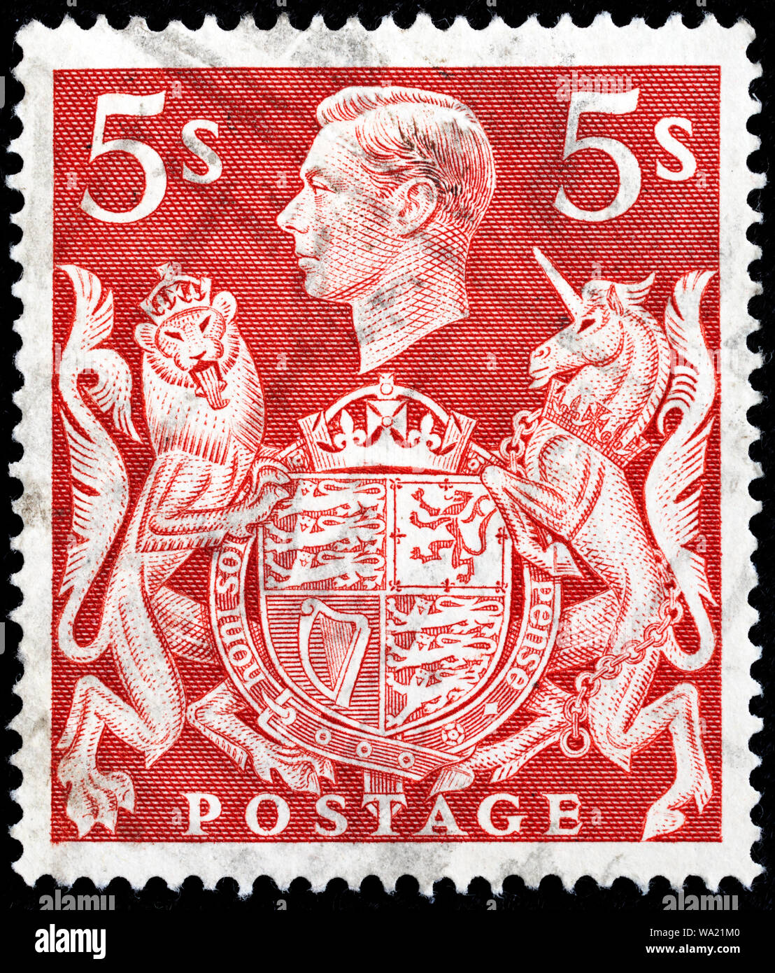 Le roi George VI (1895-1952), l'Écusson, timbre-poste, UK, 1939 Banque D'Images